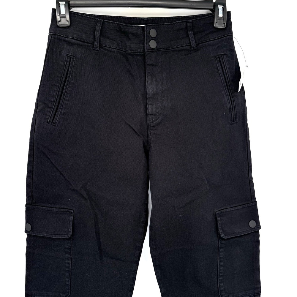 Mavi Cargo Pants Women 27 Black High Rise Tapered Utility Snap Hem 98MP100